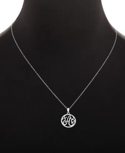 Giani Bernini Cubic Zirconia E Monogram 18" Pendant Necklace In Sterling Silver, Created For Macy's In Metallic