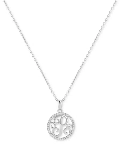 Giani Bernini Cubic Zirconia E Monogram 18" Pendant Necklace In Sterling Silver, Created For Macy's In Silver