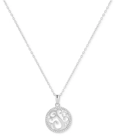 Giani Bernini Cubic Zirconia E Monogram 18" Pendant Necklace In Sterling Silver, Created For Macy's In Silver