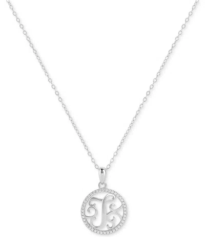 Giani Bernini Cubic Zirconia E Monogram 18" Pendant Necklace In Sterling Silver, Created For Macy's In Silver