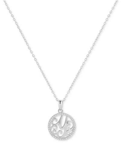 Giani Bernini Cubic Zirconia E Monogram 18" Pendant Necklace In Sterling Silver, Created For Macy's In White