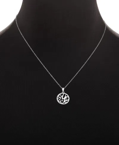 Giani Bernini Cubic Zirconia E Monogram 18" Pendant Necklace In Sterling Silver, Created For Macy's In White