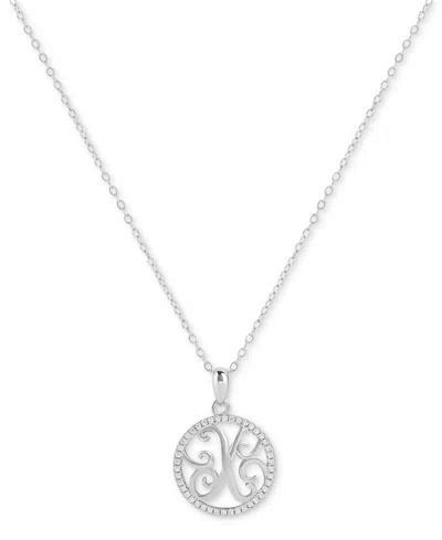 Giani Bernini Cubic Zirconia E Monogram 18" Pendant Necklace In Sterling Silver, Created For Macy's In Silver