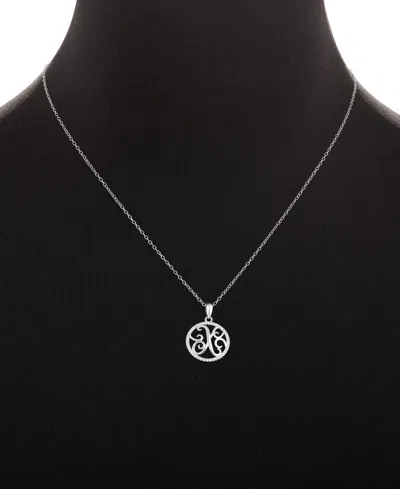 Giani Bernini Cubic Zirconia E Monogram 18" Pendant Necklace In Sterling Silver, Created For Macy's In Silver