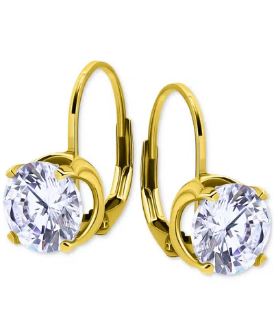 Giani Bernini Cubic Zirconia Leverback Drop Earrings In 18k Gold-plated Sterling Silver, Macy's Exclusive In Gold