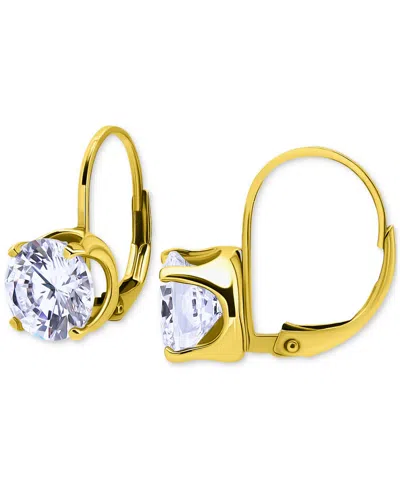 Giani Bernini Cubic Zirconia Leverback Drop Earrings In 18k Gold-plated Sterling Silver, Macy's Exclusive In Gold