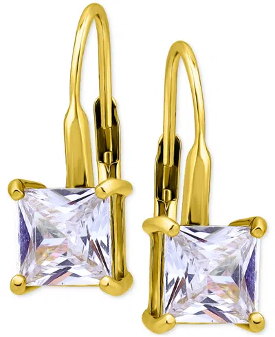 Giani Bernini Cubic Zirconia Square Leverback Drop Earrings In 18k Gold-plated Sterling Silver, Macy's Exclusive In Gold