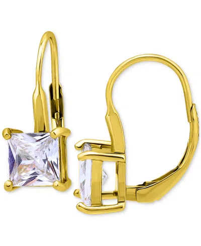Giani Bernini Cubic Zirconia Square Leverback Drop Earrings In 18k Gold-plated Sterling Silver, Macy's Exclusive In Gold