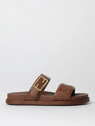 Fendi Flat Sandals  Woman Color Brown In Brown