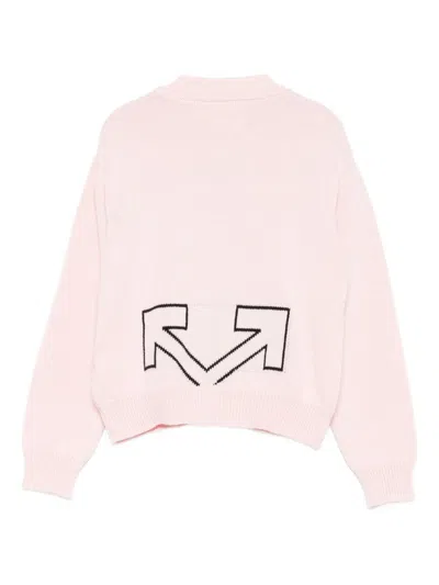 Off-white Logo-detail Button Cardigan In Pink