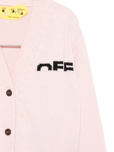 Off-white Logo-detail Button Cardigan In Pink