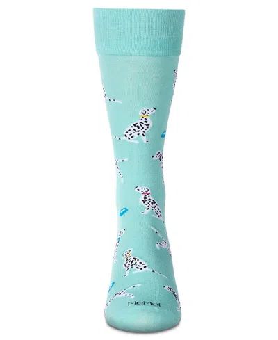 Memoi Men's Dalmatian Crew Socks In Blue