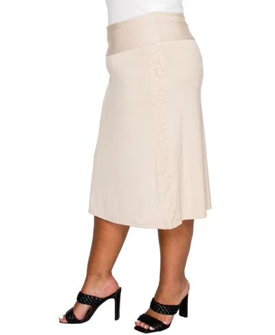 Coin 1804 Plus Size Cheetah Burnout Contrast Fold Over Midi Skirt In Neutral