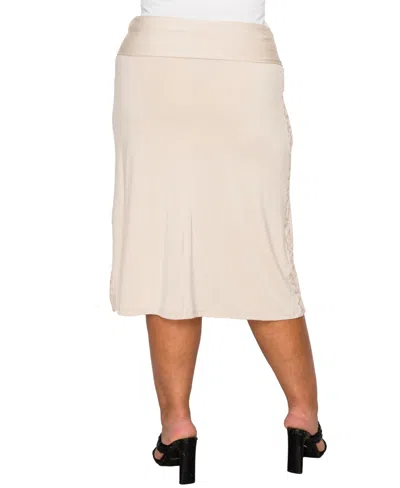Coin 1804 Plus Size Cheetah Burnout Contrast Fold Over Midi Skirt In Neutral
