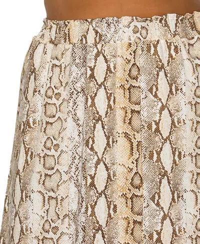Coin 1804 Plus Size Python Elastic Waist Maxi Skirt In Brown