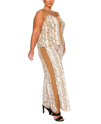 Coin 1804 Plus Size Python Side Contrast Pants In Multi