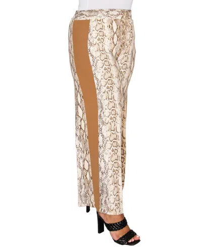 Coin 1804 Plus Size Python Side Contrast Pants In Multi