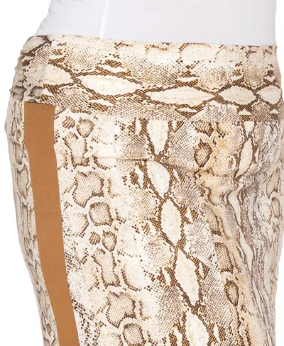 Coin 1804 Plus Size Python Side Contrast Fold Over Midi Skirt In Multi