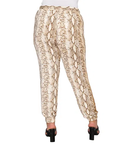 Coin 1804 Coin804 Plus Size Python Side Contrast Jogger Pants In Multi