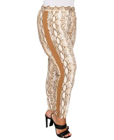 Coin 1804 Coin804 Plus Size Python Side Contrast Jogger Pants In Multi