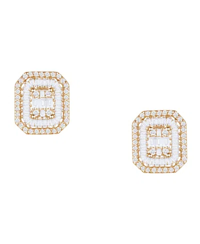 Macy's Diamond Baguette & Round Earrings (1/2 Ct. T.w.) In 14k Yellow Or White Gold In Gold