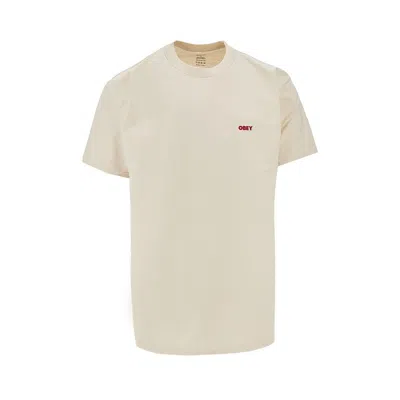 Obey Logo-detail T-shirt In Neutral