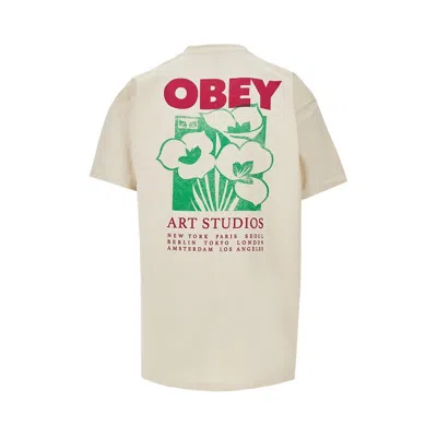 Obey Logo-detail T-shirt In Neutral
