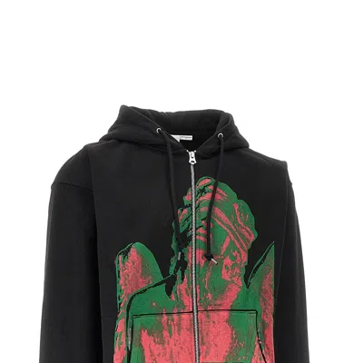 Obey Graphic-print Zipped Hoodie In Black