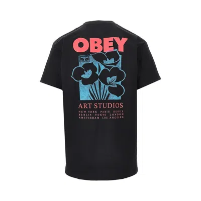 Obey Man T-shirt Black Size Xl Cotton In Black