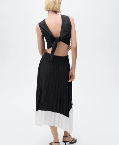 Mango Pleated Asymmetric Skirt Black In Black