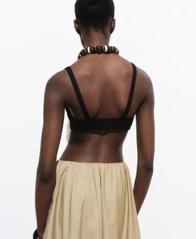 Mango Women's Knitted Crop Top In Black