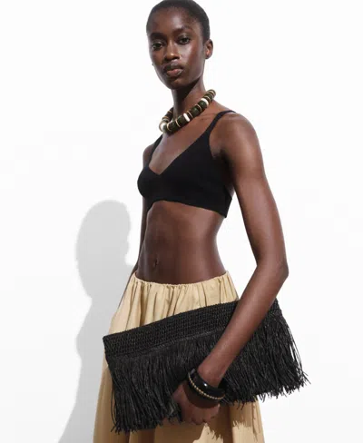 Mango Women's Knitted Crop Top In Black