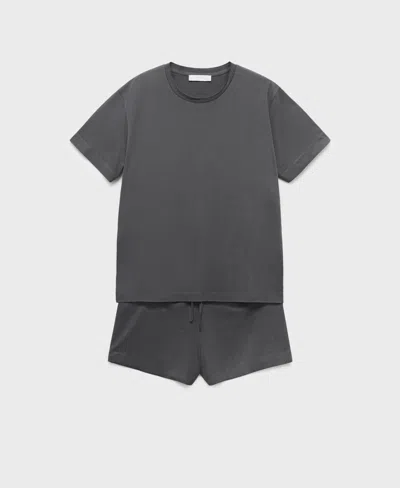 Mango Women's 2-piece Cotton Short-sleeved Pajamas In Gray