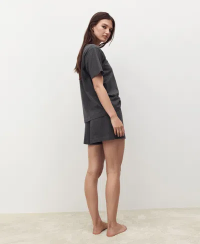 Mango Women's 2-piece Cotton Short-sleeved Pajamas In Gray
