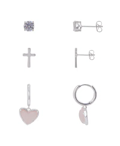 Unwritten Silver-tone 3-pc. Set Cubic Zirconia Earrings In Silver