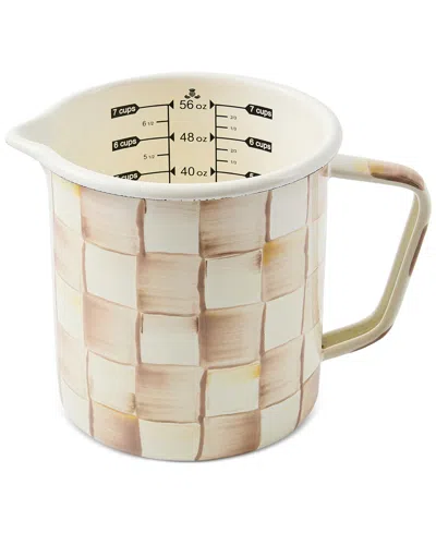 Mackenzie-childs Mackenzie Childs Mocha Check Enameled Steep 7-cup Measure In Brown