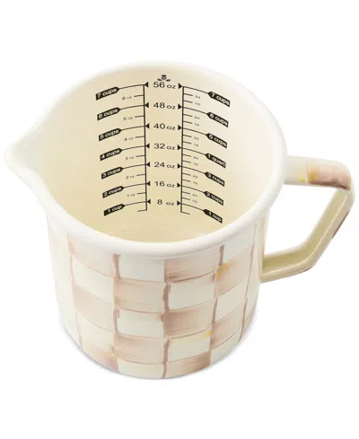 Mackenzie-childs Mackenzie Childs Mocha Check Enameled Steep 7-cup Measure In Brown