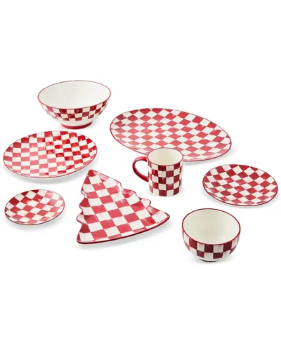 Mackenzie-childs Cherry Check Dinner Plates, Set Of 4 In Red