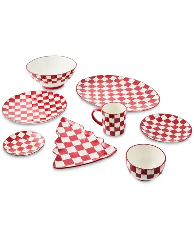 Mackenzie-childs Cherry Check Appetizer Plates, Set Of 4 In Red