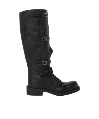 Miu Miu Multi-buckle Leather Boots In Black