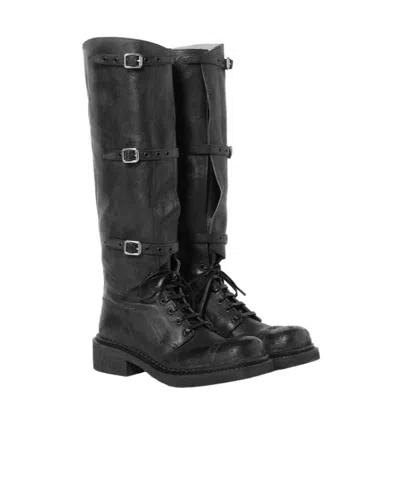 Miu Miu Multi-buckle Leather Boots In Black