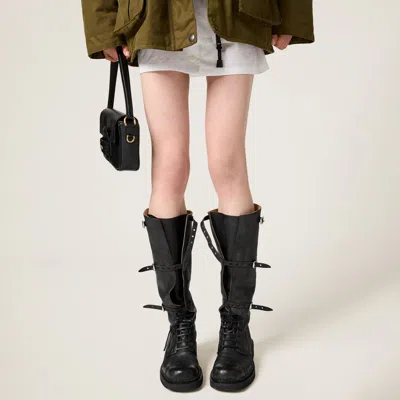 Miu Miu Multi-buckle Leather Boots In Black