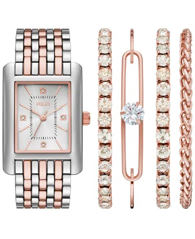 Folio Women's Quartz Three-hand Two-tone Alloy Watch Set, 36mm In Multi
