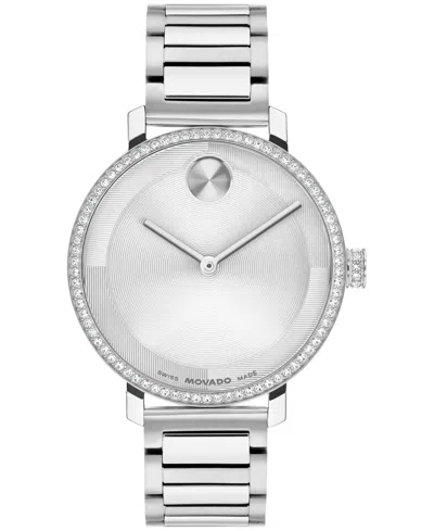 Movado Bold Evolution 2.0 Crystal-embellished 34mm Watch In Metallic