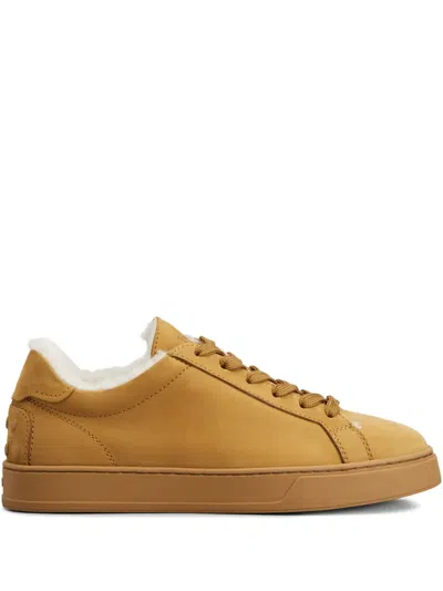 Tod's Classic Shearling-lined Suede Sneakers In Brown