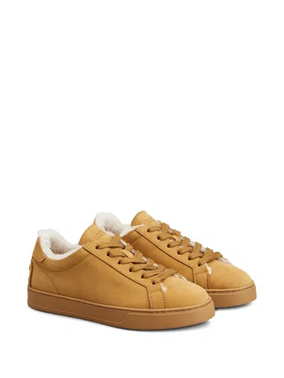 Tod's Classic Shearling-lined Suede Sneakers In Brown