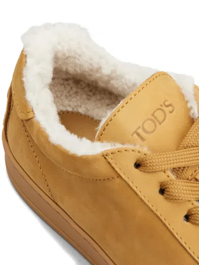 Tod's Classic Shearling-lined Suede Sneakers In Brown