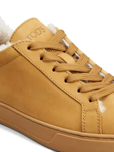 Tod's Classic Shearling-lined Suede Sneakers In Brown