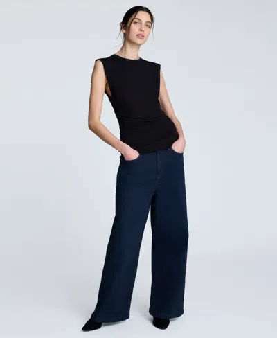 Kenneth Cole Denim High Rise Wide Leg Jean Pant In Blue