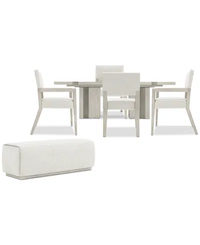 Bernhardt Tempo 6-pc. Set (rectangular Table, 2 Side Chairs, 2 Arm Chairs & Bench) In White